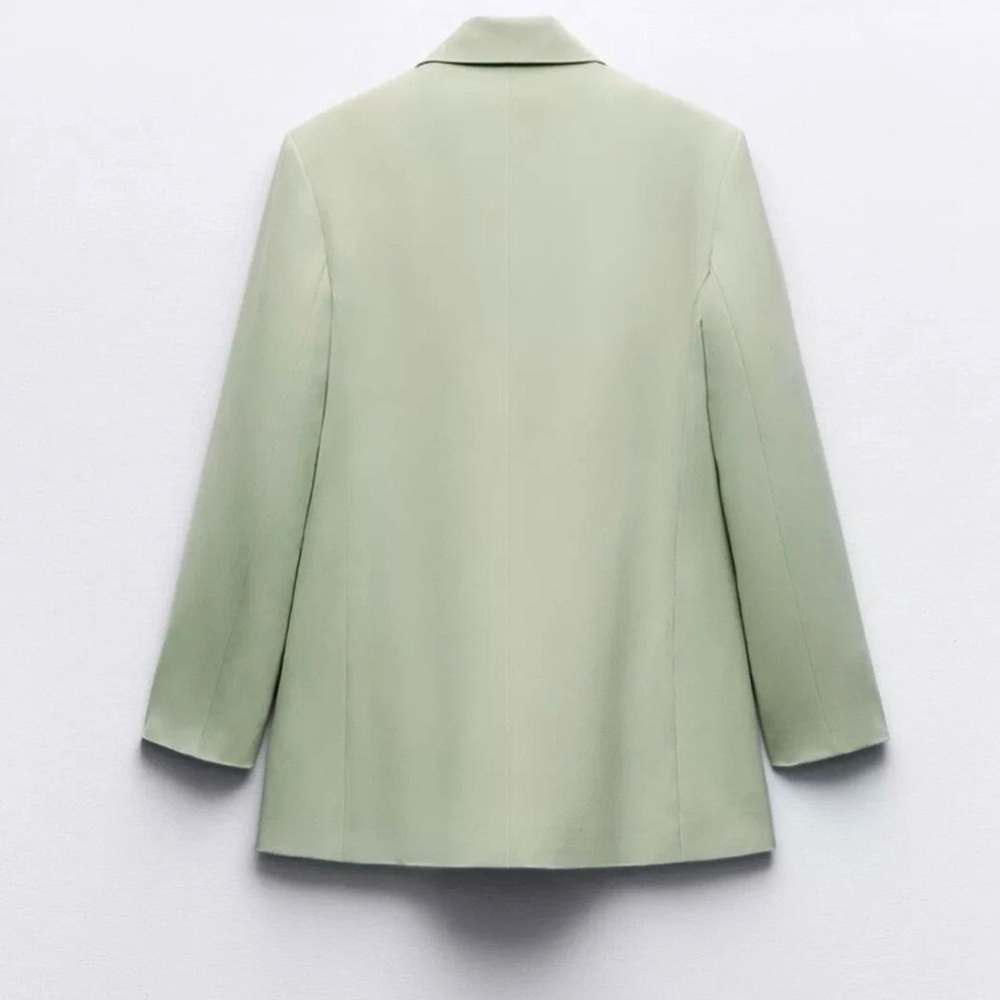 NWT ZARA STRAIGHT BLAZER LIGHT GREEN WOMEN SIZE SMALL Single Button Front - Picture 3 of 7